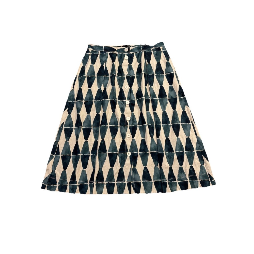 Lafayette 148 New York Midi Button Up Skirt Pockets Linen Blend Women's 16